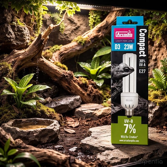 Arcadia D3 Forest Compact UVB Lamp 7 percent UVB 23W compact fluorescent for forest reptiles