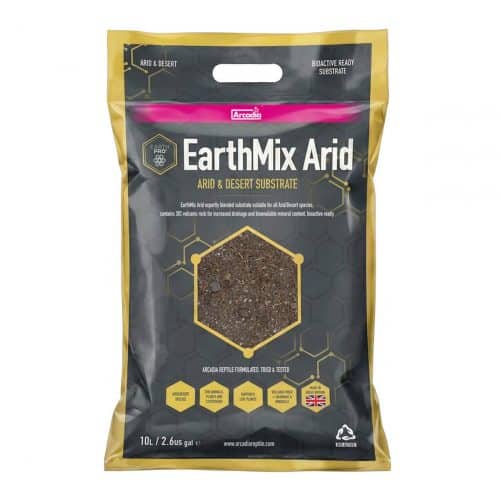 Front packaging of Arcadia EarthMix Arid and Desert 10 litre bioactive substrate