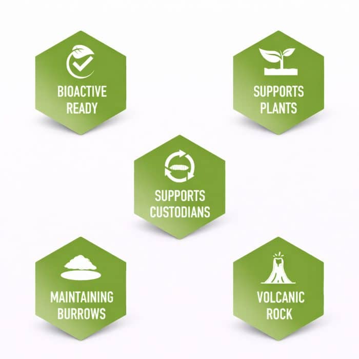 Arcadia EarthMix Prairie 10L bioactive substrate benefits including plant support burrow stability and volcanic rock minerals