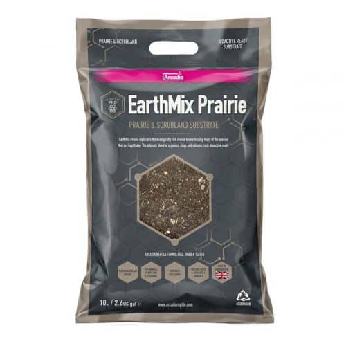 Front packaging of Arcadia EarthMix Prairie 10 litre prairie and scrubland substrate