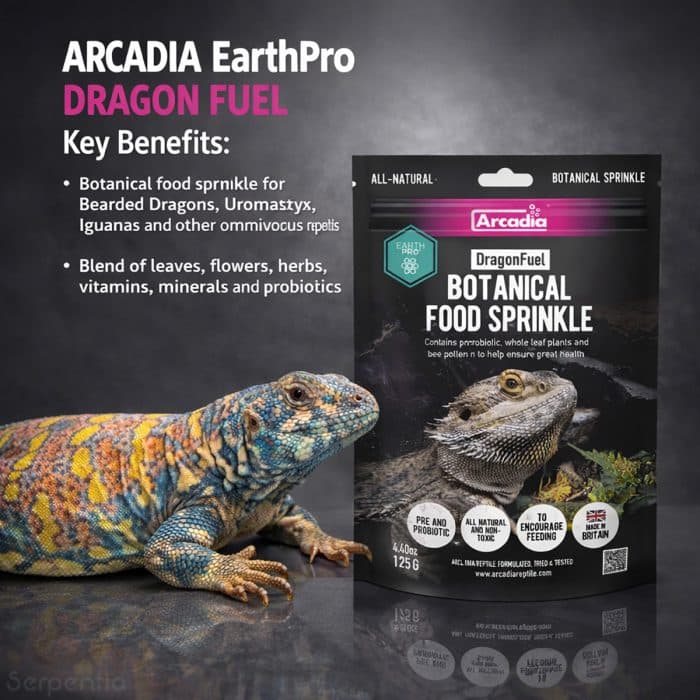 Arcadia EarthPro Dragon Fuel botanical food sprinkle for bearded dragons uromastyx iguanas and omnivorous reptiles