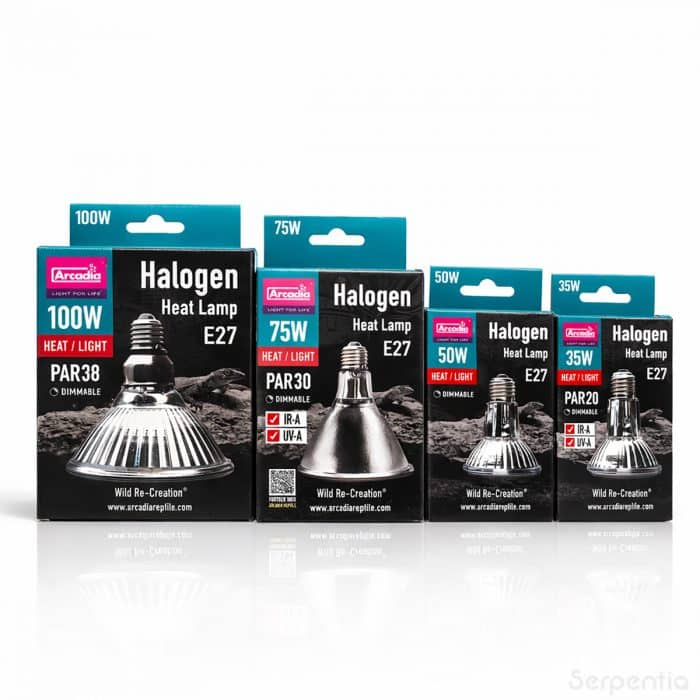 Arcadia Halogen Heat Lamp reptile basking bulb range 35W 50W 75W and 100W E27