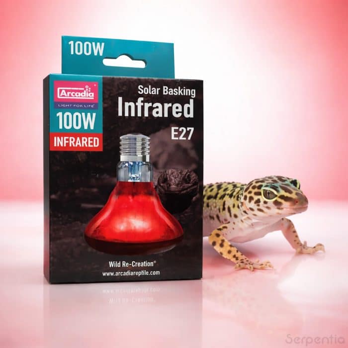 Arcadia Solar Basking Infrared 100W reptile basking heat lamp suitable for leopard geckos