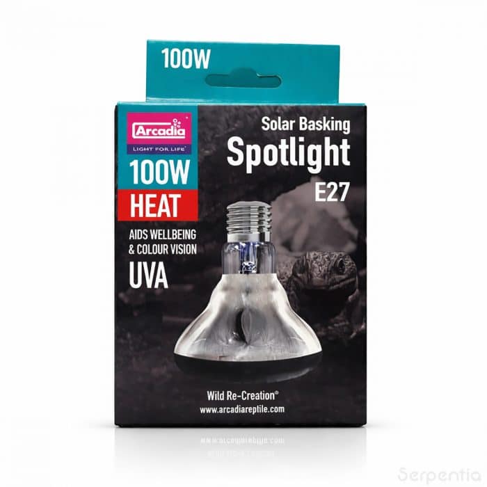 Arcadia Solar Basking Spotlight 100W E27 reptile basking heat lamp with UVA
