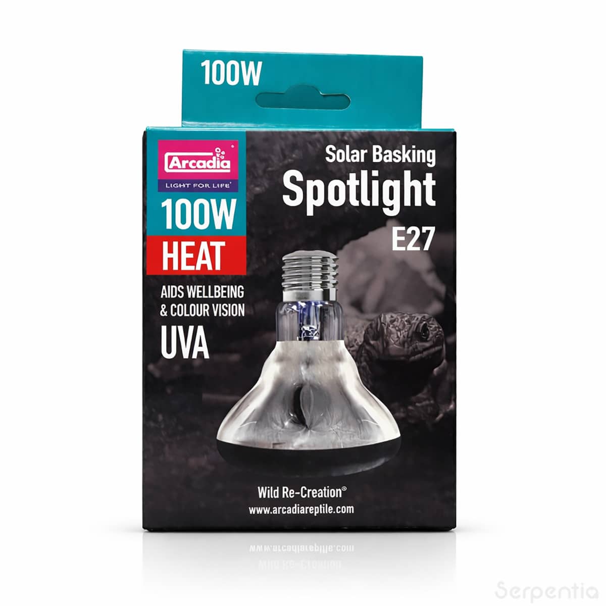 Arcadia Solar Basking Spotlight 100W E27 reptile basking heat lamp with UVA