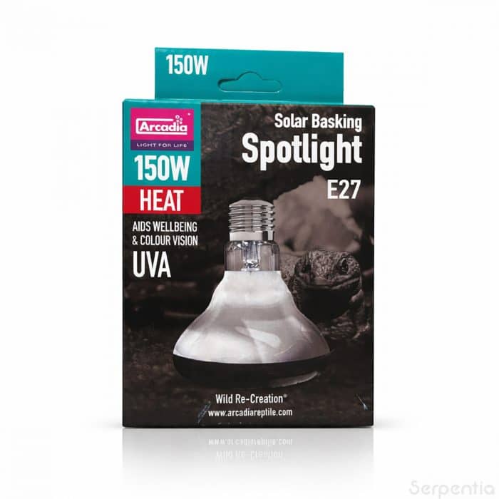 Arcadia Solar Basking Spotlight 150W E27 reptile basking heat lamp with UVA