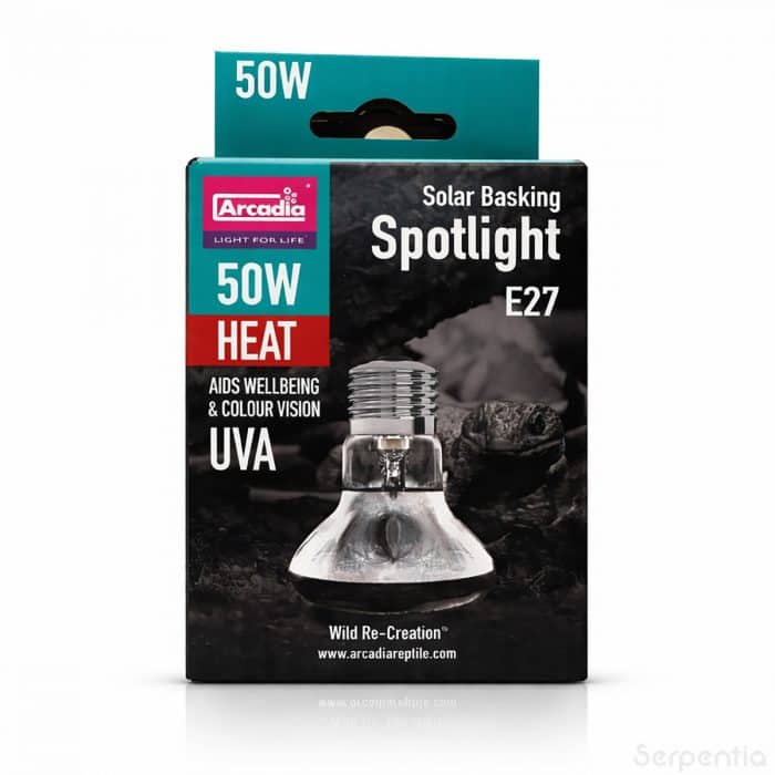 Arcadia Solar Basking Spotlight 50W E27 reptile basking heat lamp with UVA