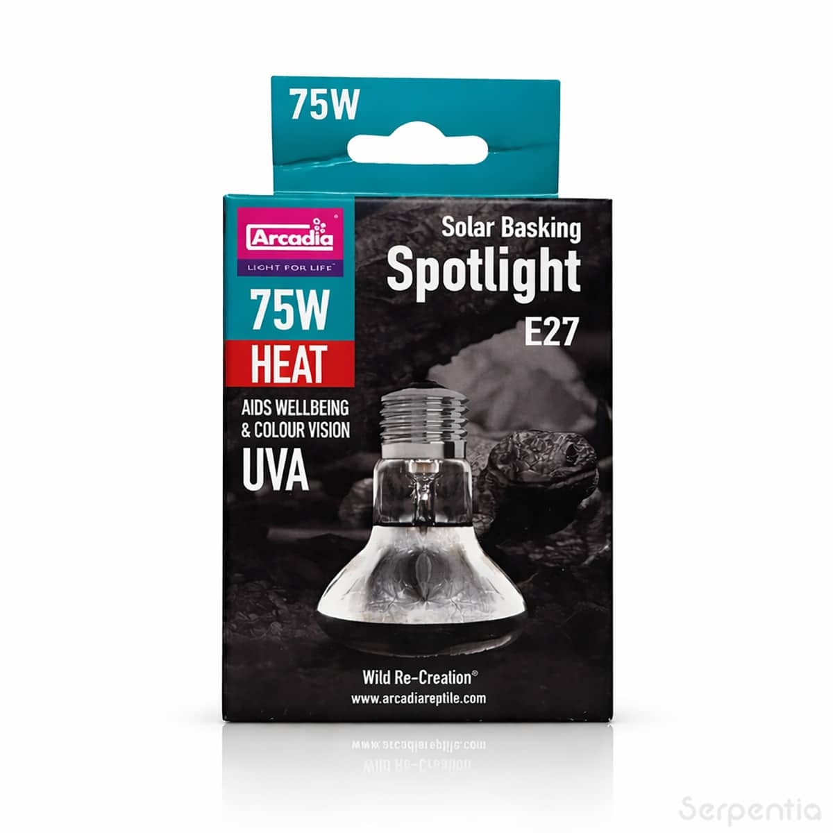Arcadia Solar Basking Spotlight 75W E27 reptile basking heat lamp with UVA