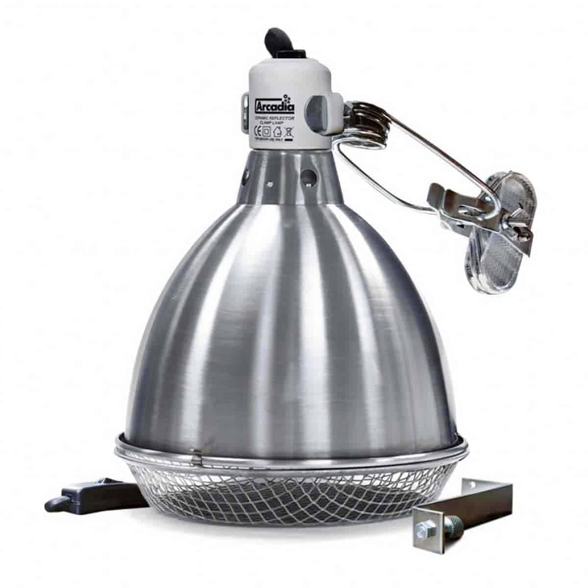 Arcadia 20cm ceramic reflector clamp lamp stainless steel reptile heat lamp holder with safety guard