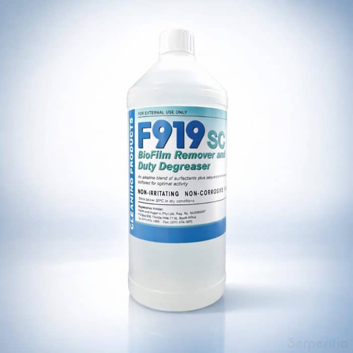 F919 SC biofilm remover and heavy duty degreaser cleaning solution bottle