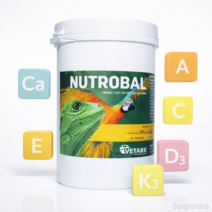 Vetark Nutrobal 250g calcium supplement with vitamins A C E K3 and D3 for reptiles and birds