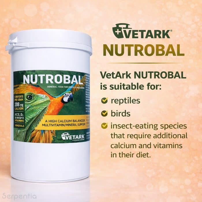 Vetark Nutrobal 250g calcium and vitamin supplement suitable for reptiles birds and insect-eating species