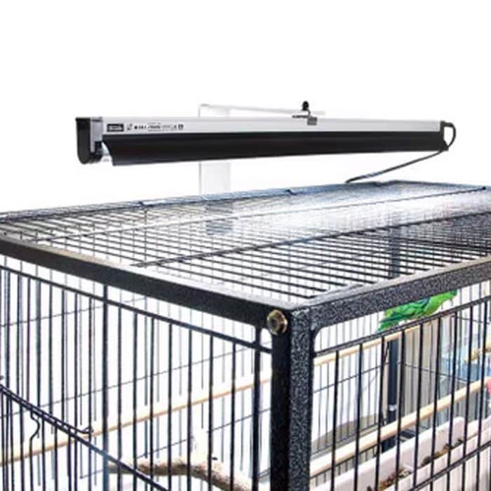 Arcadia PureSun Midi 14W bird lighting kit mounted above a bird cage