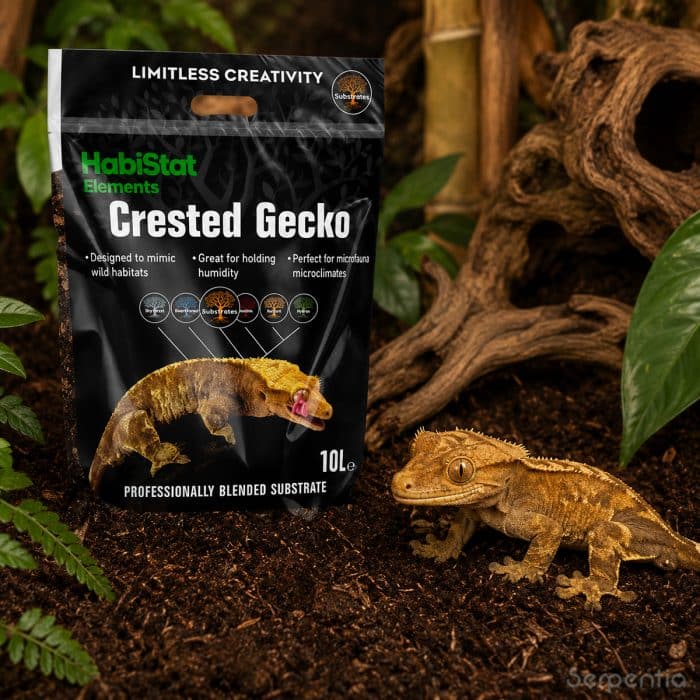 HabiStat Leopard Gecko Substrate 10kg shown in a naturalistic leopard gecko habitat