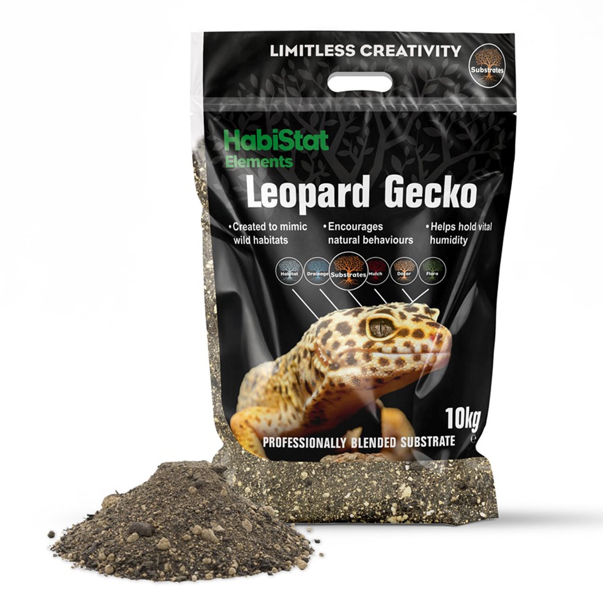 HabiStat Leopard Gecko Bedding Substrate 10kg bag with substrate pile