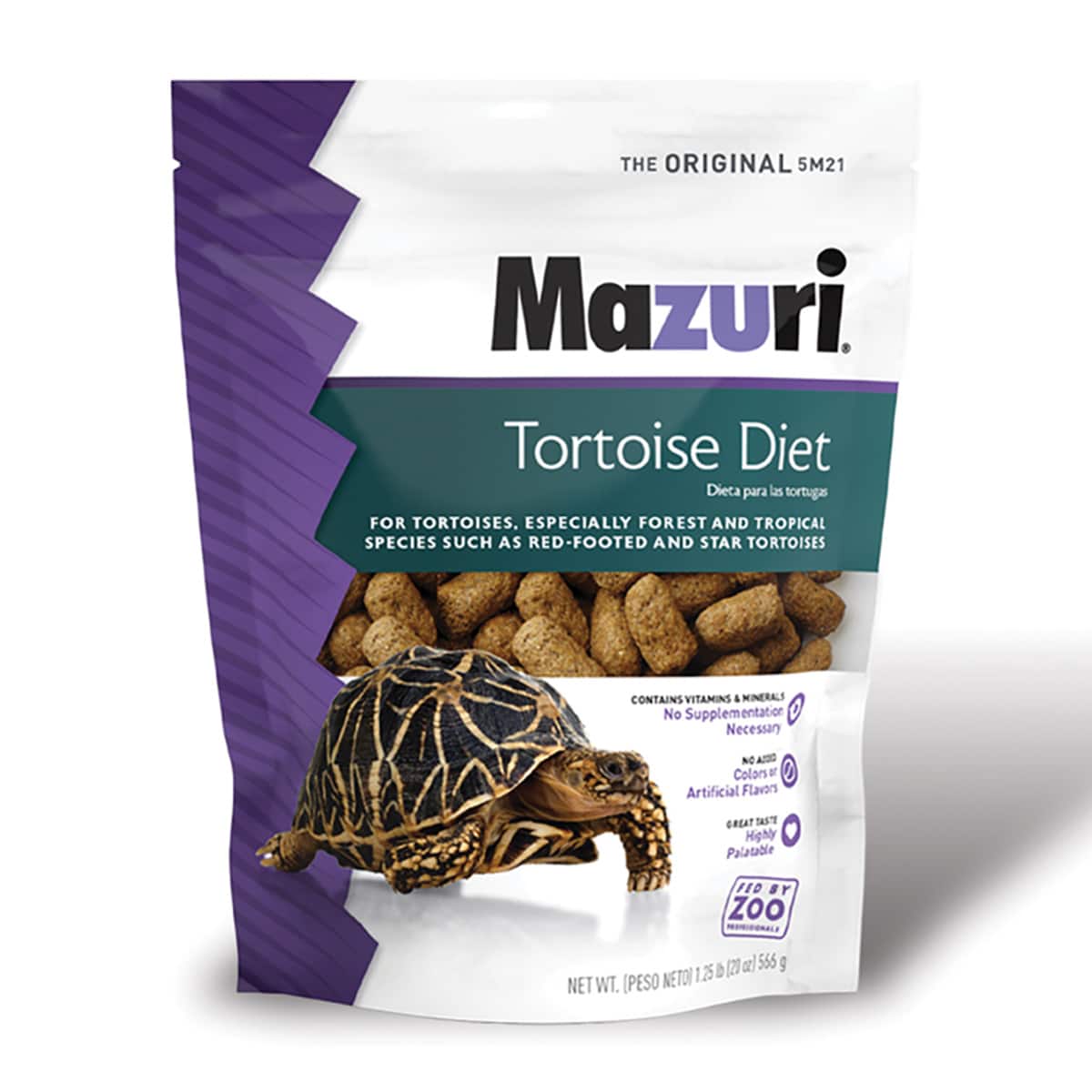 Front of Mazuri Tortoise Diet 566g bag
