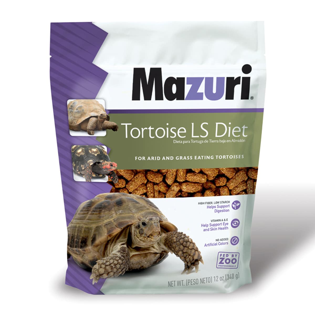 Front of Mazuri Tortoise LS Diet 340g bag