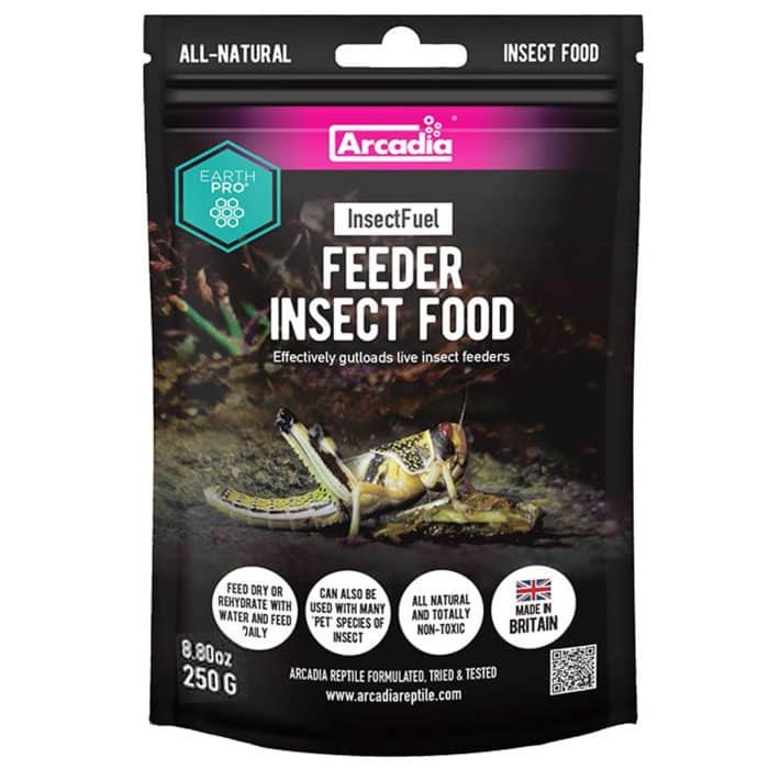 Arcadia EarthPro Insect Fuel 250g packet – all natural insect food gutload for feeder insects