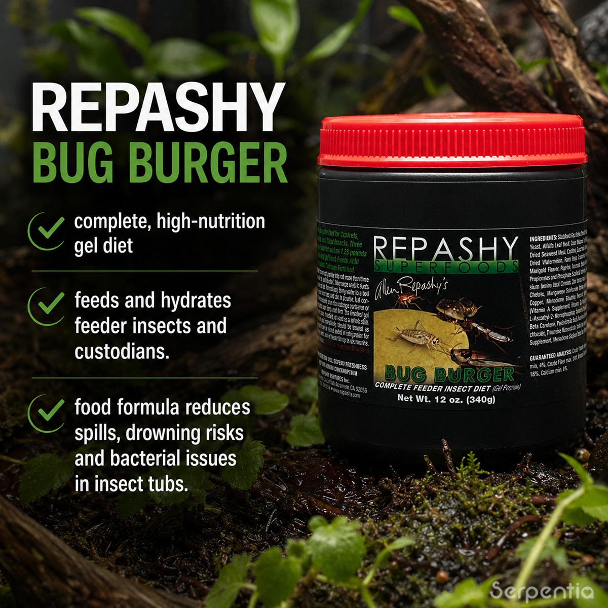 Repashy Bug Burger 340g gel diet for feeding and hydrating feeder insects and bioactive custodians