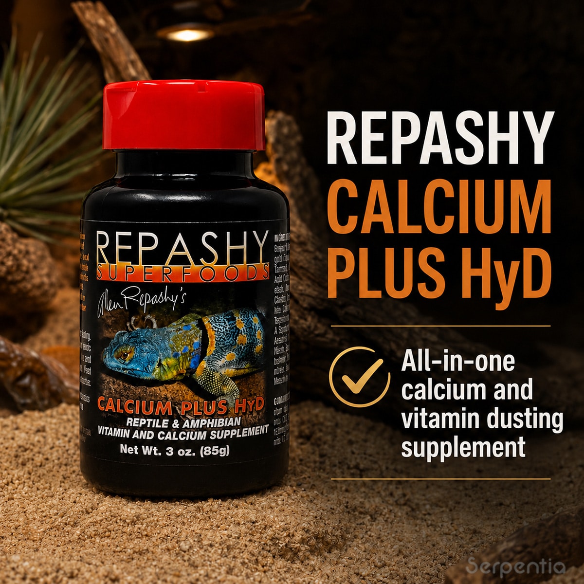 Repashy Calcium Plus HyD 85g all-in-one calcium and vitamin dusting supplement for reptiles and amphibians