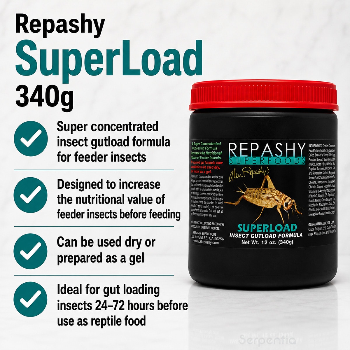Repashy SuperLoad 340g insect gutload formula benefits for feeder insects