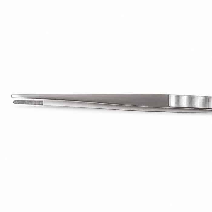 Serpentia 40cm Long Stainless Steel reptile feeding tweezer showing serrated jaw tips