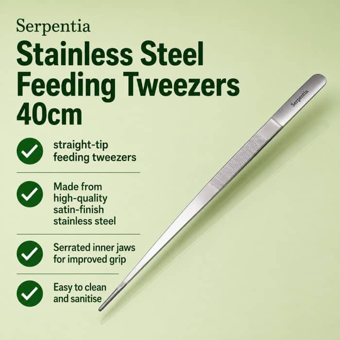 Serpentia 40cm Long Stainless Steel reptile feeding tweezer features