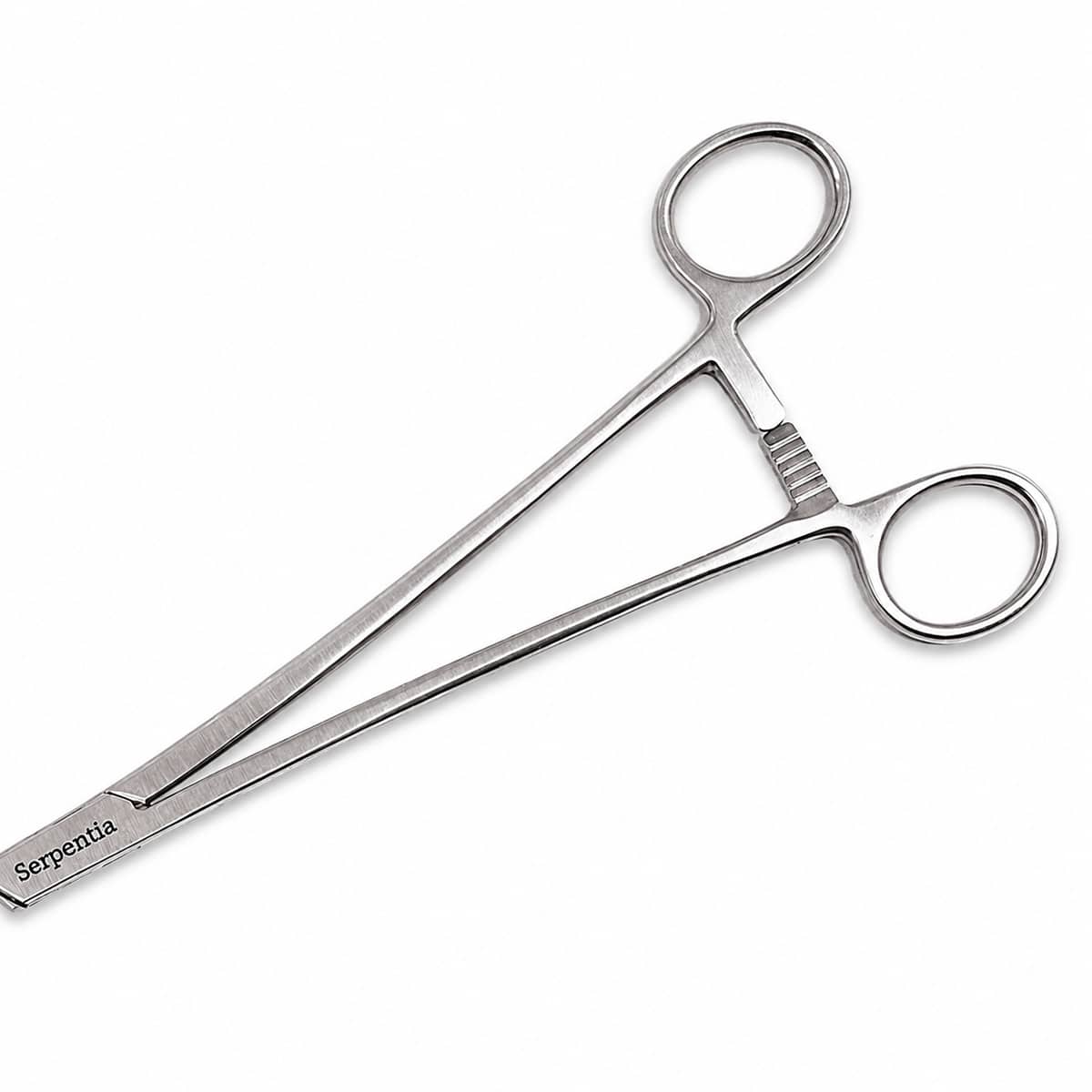 Serpentia 45cm Long Stainless Steel straight tip reptile feeding tongs showing handle and finger grips