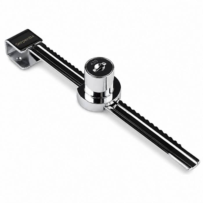 Serpentia Heavy Duty Vivarium Lock 140mm Stainless Steel Glass Door Lock showing lock barre on sliding bar