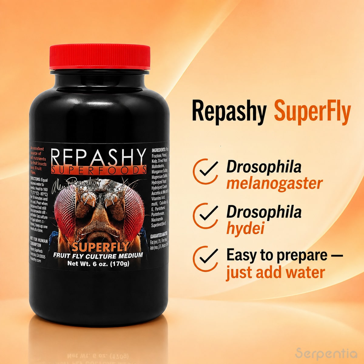 Repashy SuperFly 170g culture medium for Drosophila melanogaster and Drosophila hydei fruit flies
