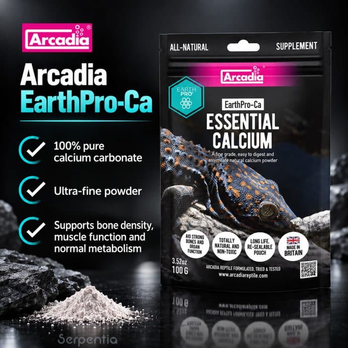 Arcadia EarthPro-Ca 100g essential calcium supplement with pure calcium carbonate to support bone density and muscle function