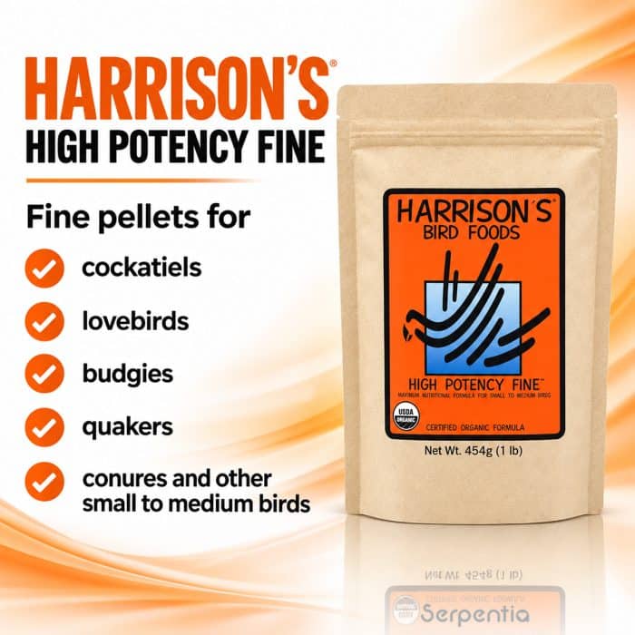 Harrison’s High Potency Fine 454g pellets for cockatiels, lovebirds, budgies, Quakers and conures