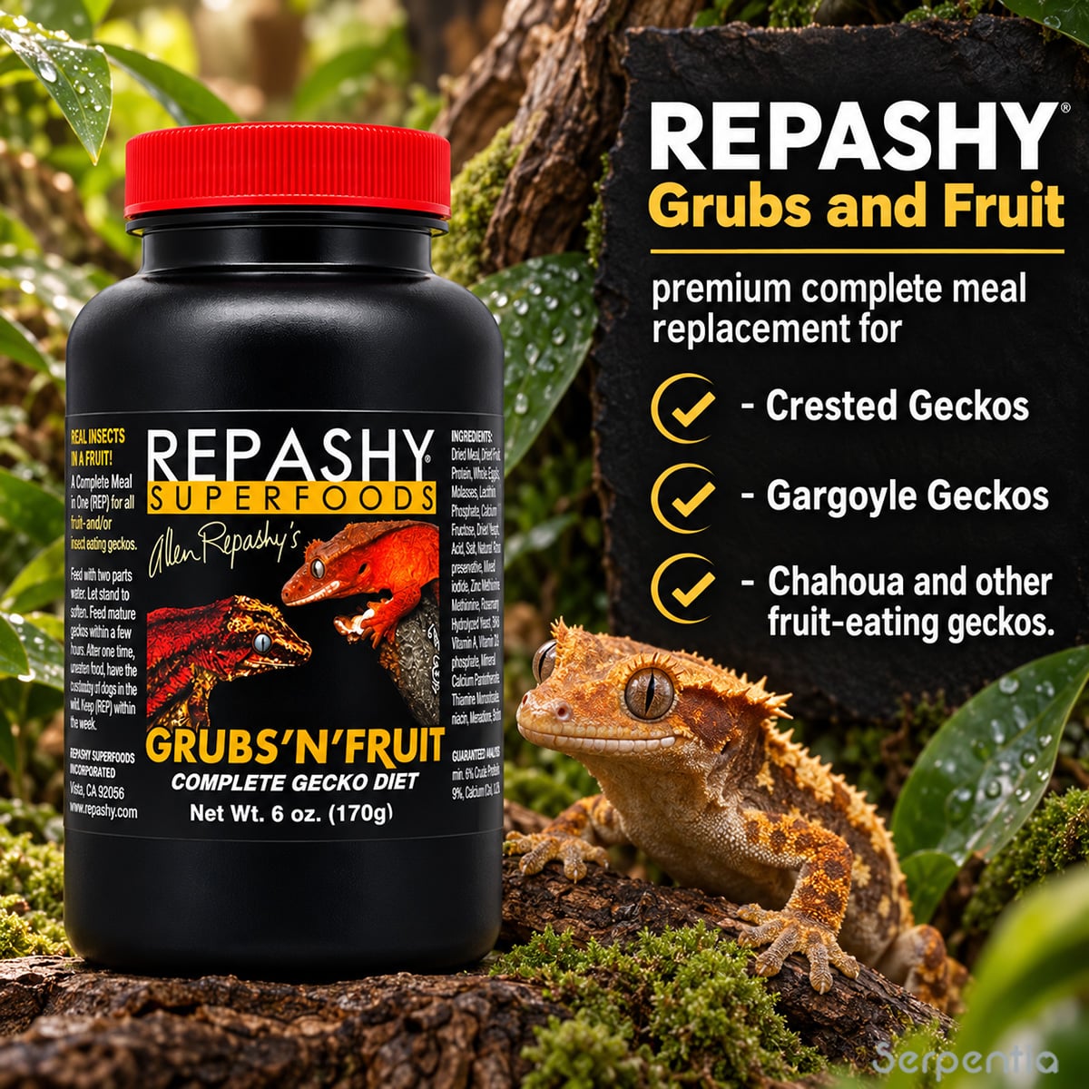 Repashy Grubs N Fruit 170g complete diet for crested, gargoyle, chahoua and other fruit-eating geckos