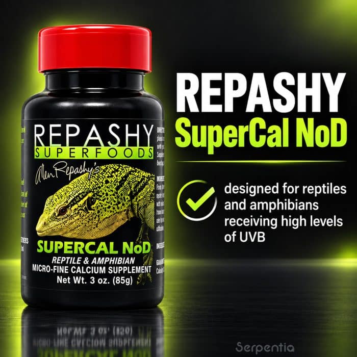 Repashy SuperCal NoD calcium supplement for reptiles and amphibians receiving high levels of UVB