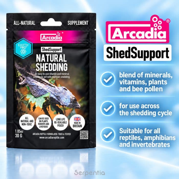Arcadia EarthPro ShedSupport 30g vitamin and mineral blend for reptiles, amphibians and invertebrates