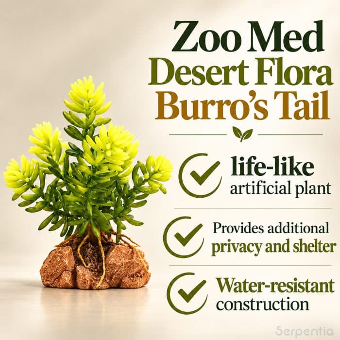 Zoo Med Desert Flora Burro's Tail artificial terrarium plant with privacy, shelter and water-resistant construction benefits