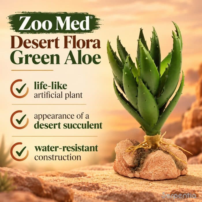 Zoo Med Desert Flora Green Aloe life-like artificial succulent with water-resistant construction and rock-style base